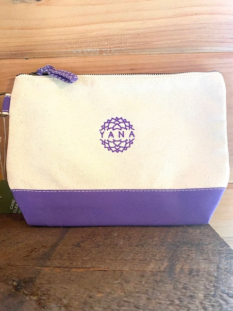 Embroidered Canvas Cosmetic Pouch